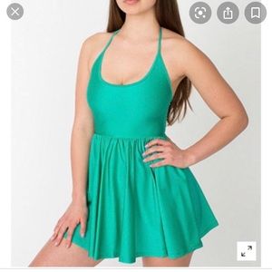 American Apparel green halter skater dress